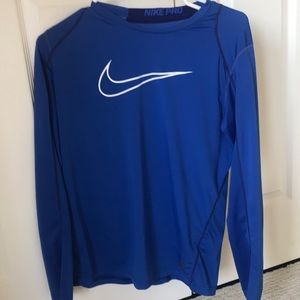 Nike Blue Pro Combat Long Sleeve Compression Shirt